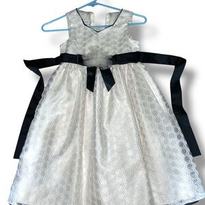 Elegant White and Black Kids Dress 6x